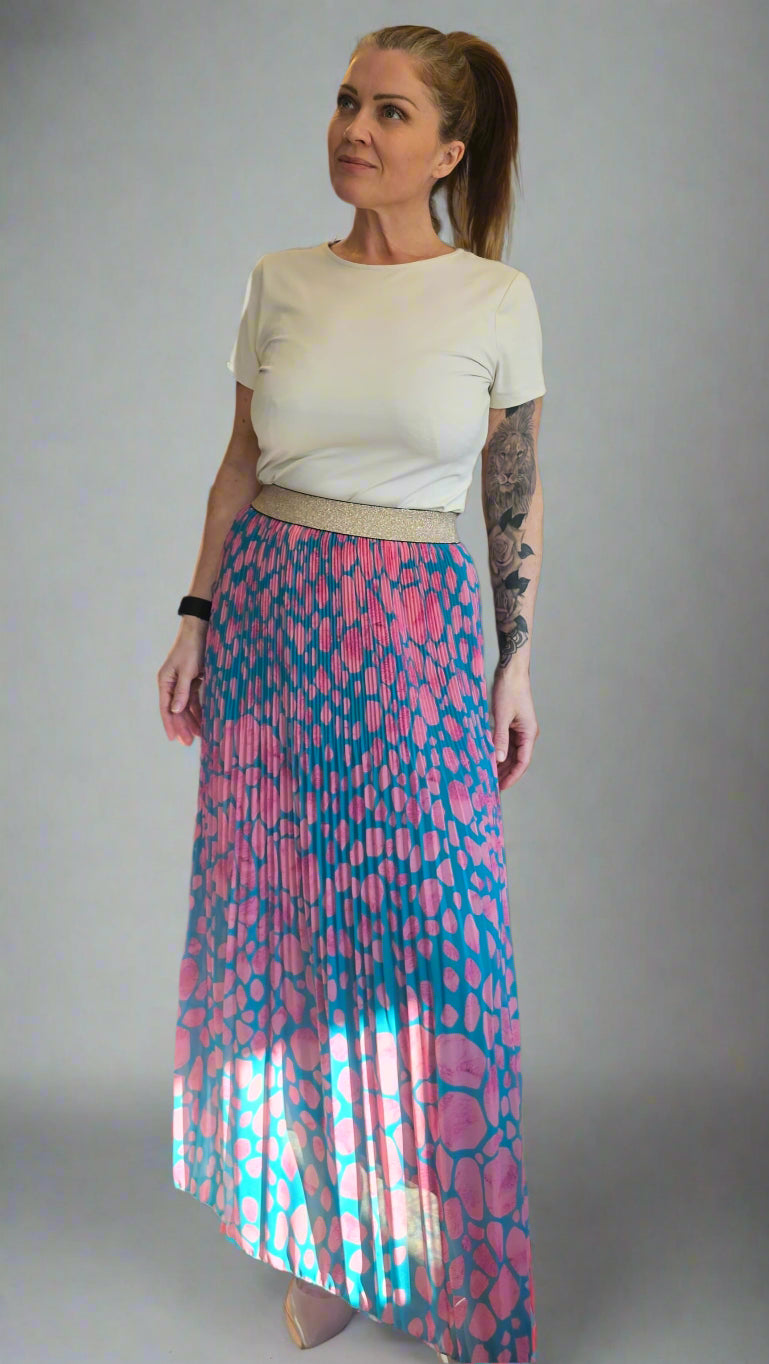 Leopard Pleated Skirt