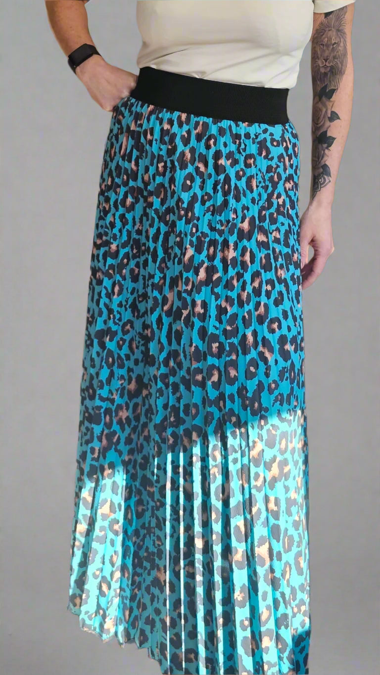 Leopard Pleated Skirt