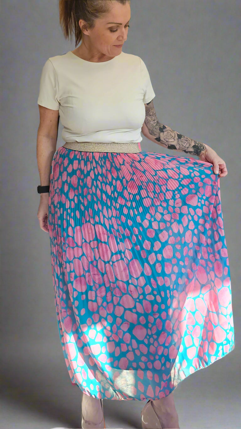 Leopard Pleated Skirt