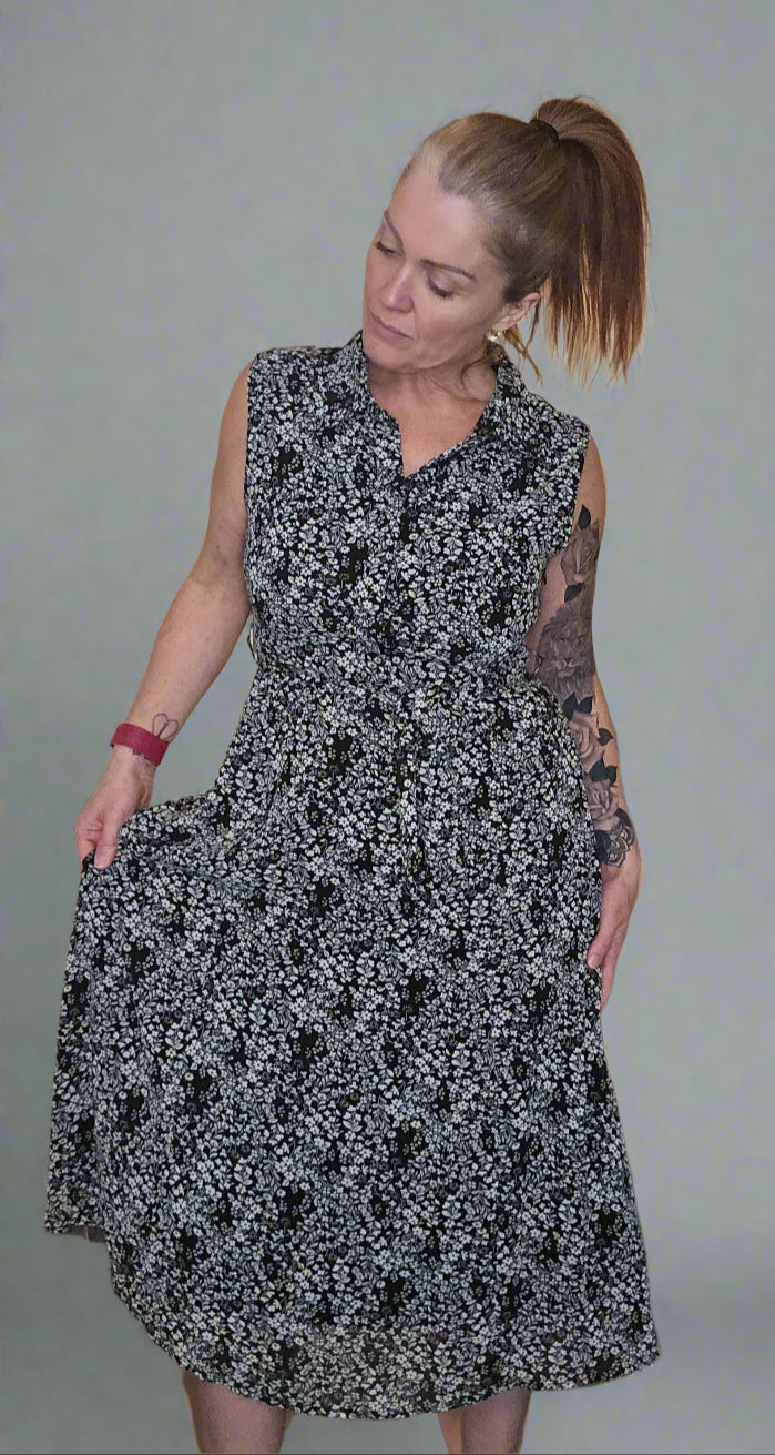 Floral Sleeveless Tea Dress