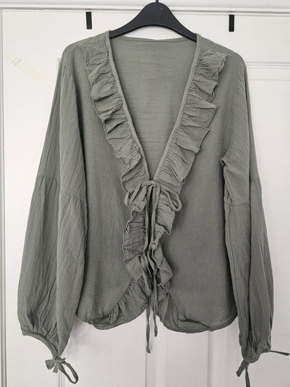 Frill Front Tie-up Blouse