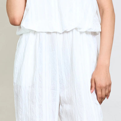 Crinkled Sleeveless Jumpsuit, Relaxed fit