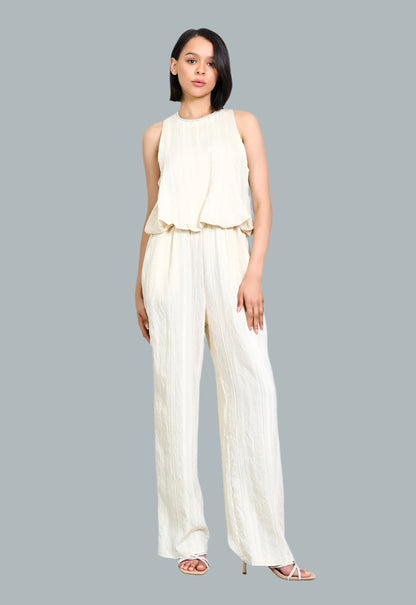 Crinkled Sleeveless Jumpsuit, Relaxed fit