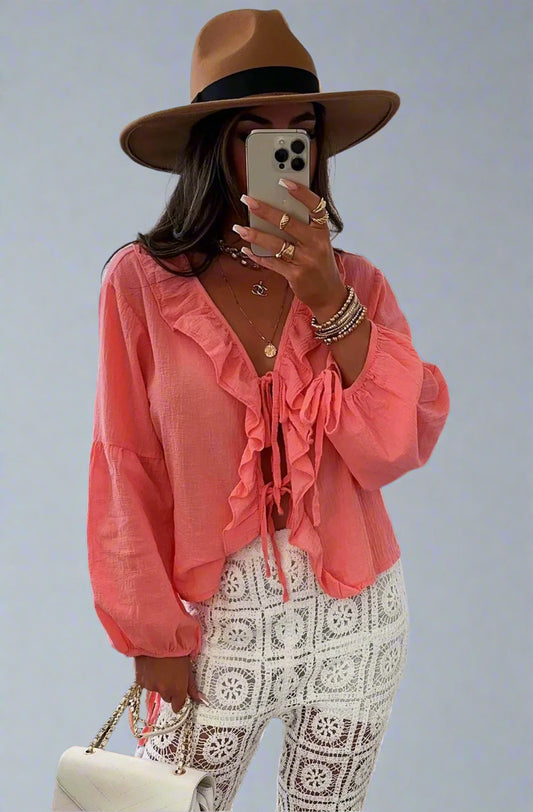 Frill Front Tie-up Blouse