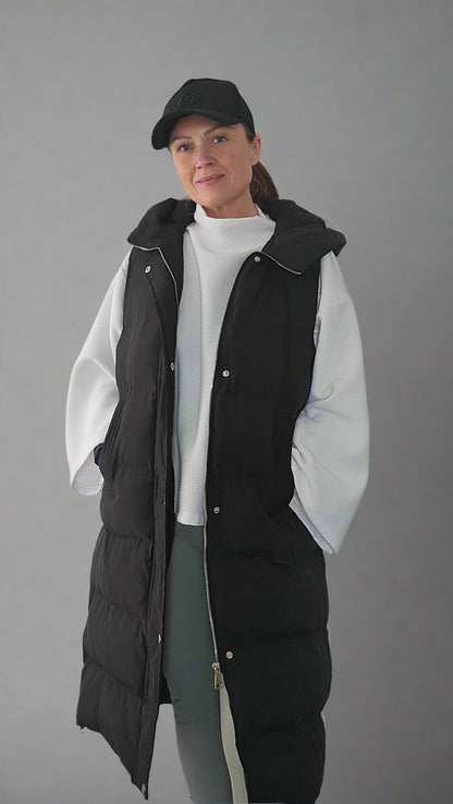 Full length Puffer Gilet with hood