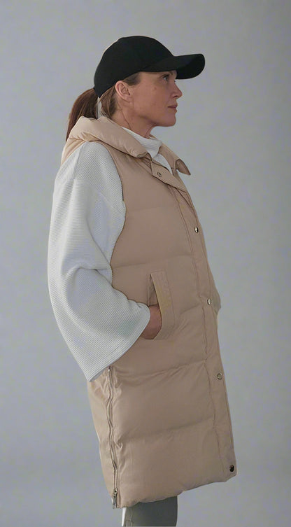 Full length Puffer Gilet with hood