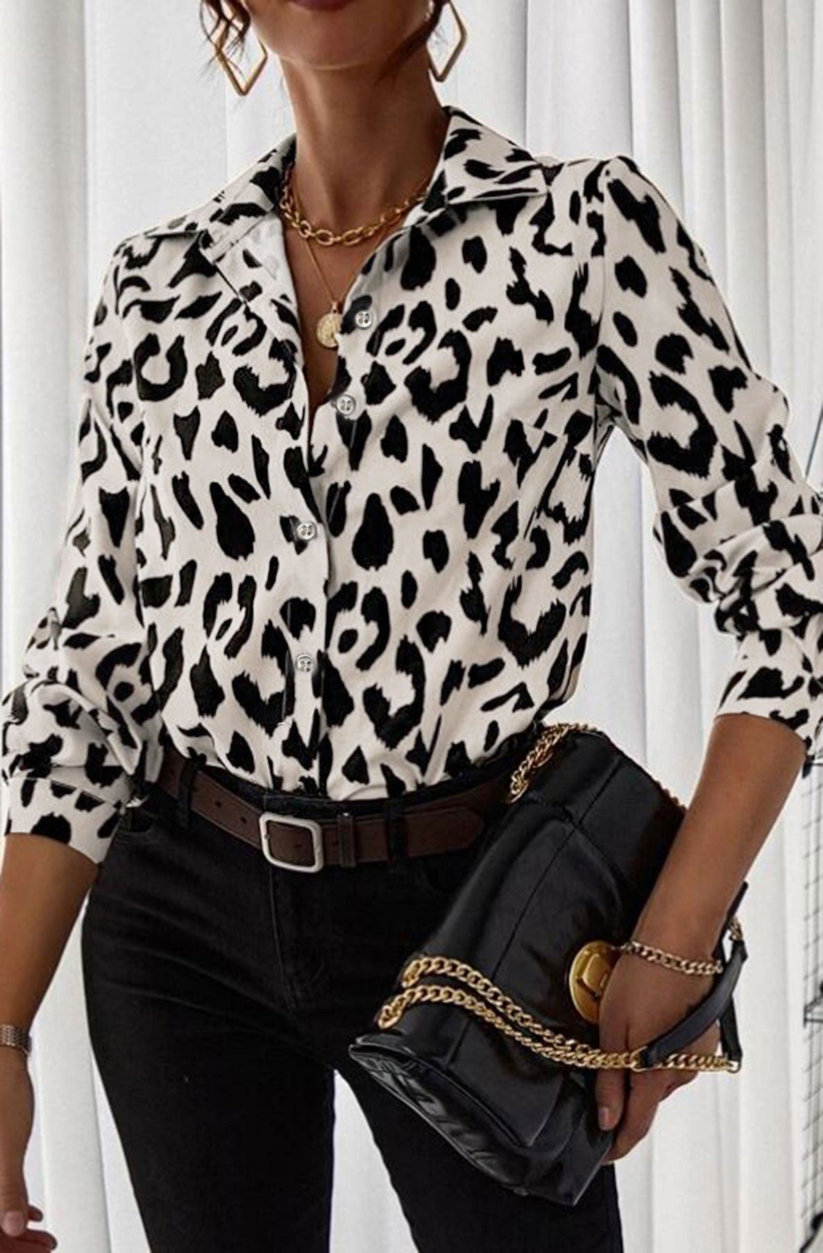 Leopard print shirt top